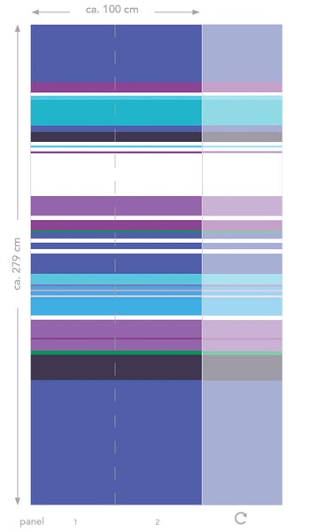 Tapetenmuster mit verschiedenen Farben, circa 100 cm breit und circa 279 cm hoch