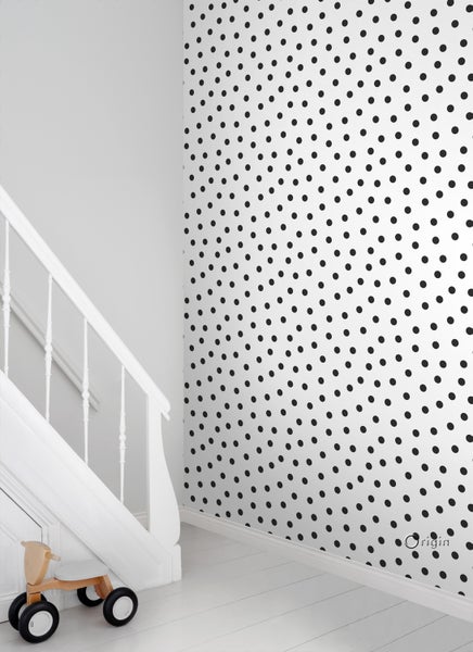 Origin Wallcoverings Tapete Punkte Schwarz-Weiß - 53 cm x 10.05 m - 347675