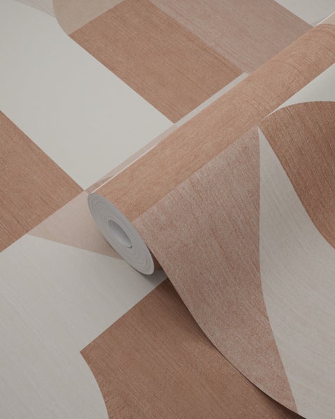 Origin Wallcoverings Tapete Kreise im Bauhaus-Stil Terrakotta und Beige - 50 x 900 cm - 348029