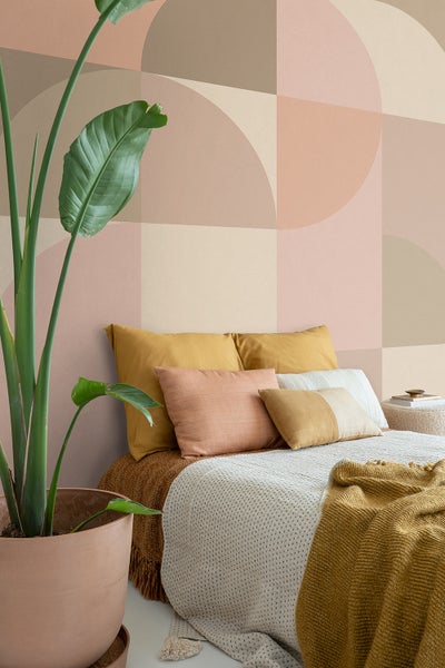 ESTAhome Fototapete Kreise im Bauhaus-Stil Rosa und Beige - 250 x 279 cm - 159366