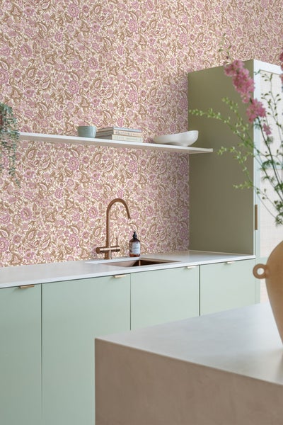 ESTAhome Tapete Blumenmuster Braun und Lila - 50 x 900 cm - 131495