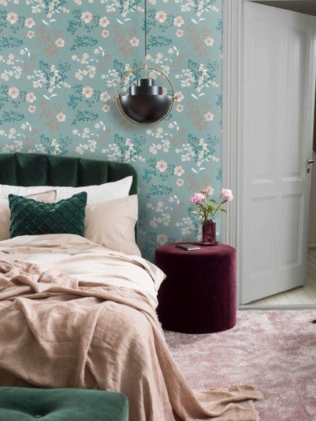Borastapeter Tapete Blumen Graublau - 53 cm x 10.05 m - 660437