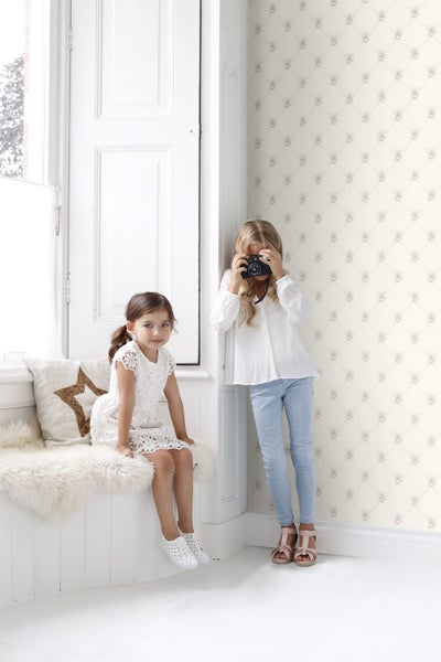 Origin Wallcoverings Tapete kapitoniertes Mustes Weiß und Hellgrau - 53 cm x 10.05 m - 346832