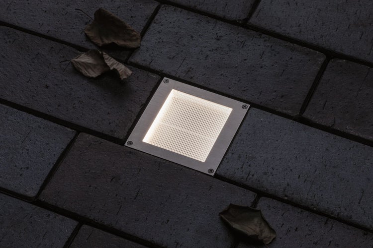 LED Bodeneinbauleuchte Smart Home Zigbee 3.0 Brick insektenfreundlich IP67 eckig 100x100mm Tunable Warm 1W 18lm 230V Edelstahl Edelstahl