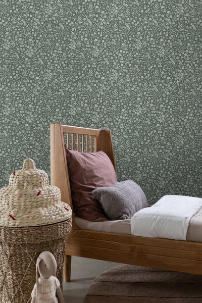 ESTAhome Tapete Blumen Graugrün - 53 cm x 10.05 m - 139878