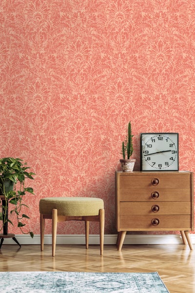 ESTAhome Tapete Ornamente Lachsrosa - 50 x 900 cm - 131617