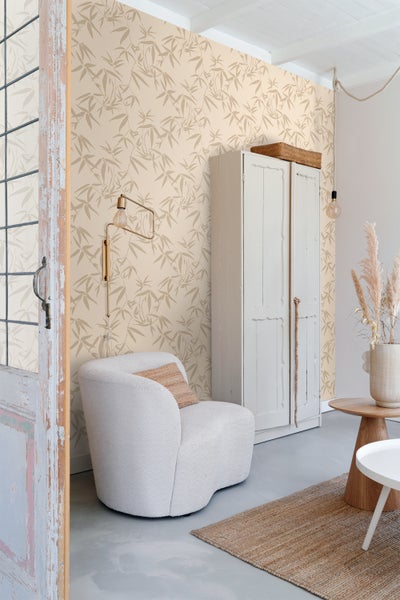ESTAhome Tapete Bambusblätter Beige - 0.53 x 10.05 m - 139733