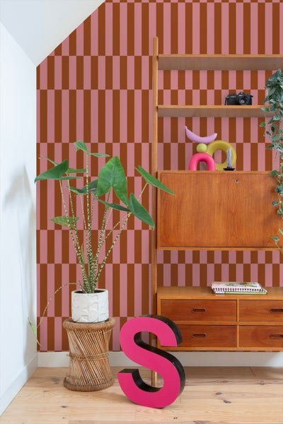 ESTAhome Tapete Streifen Rosa und Rot - 50 x 900 cm - 131427