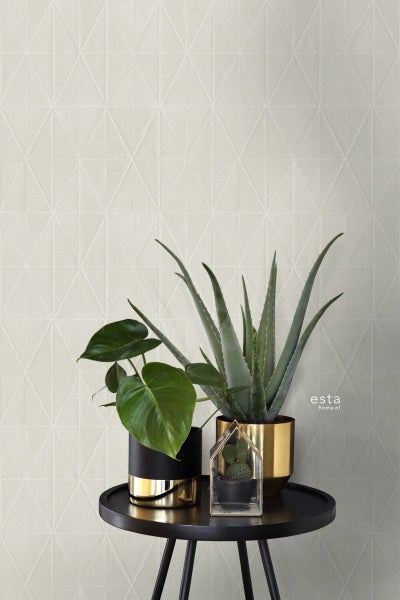 ESTAhome Tapete Origami-Muster Hellgrau - 53 cm x 10.05 m - 148714