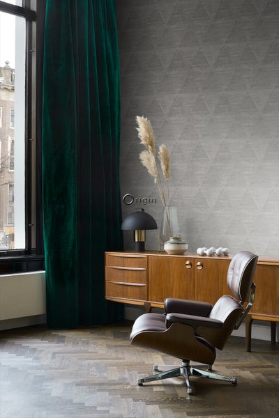 Origin Wallcoverings Tapete verwitterte Metalldreiecke Industriegrau - 53 cm x 10.05 m - 337603
