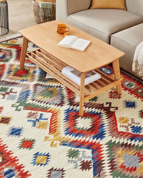 Kelim Teppich Wolle mehrfarbig 160 x 230 cm orientalisches Muster Kurzflor AREVIK