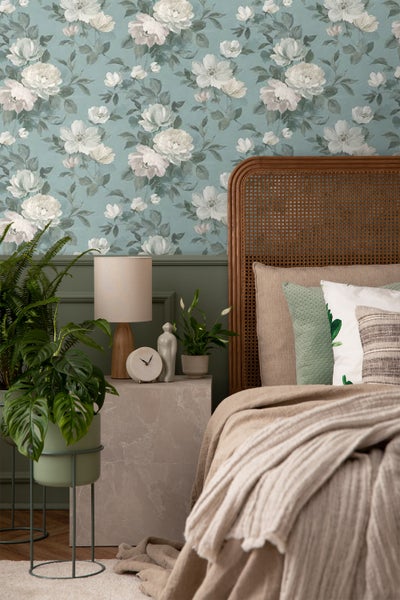 Borastapeter Tapete Blumen Blau - 53 cm x 10.05 m - 660428