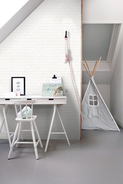 ESTAhome Tapete Steinoptik Crême-Weiß - 53 cm x 10.05 m - 138532