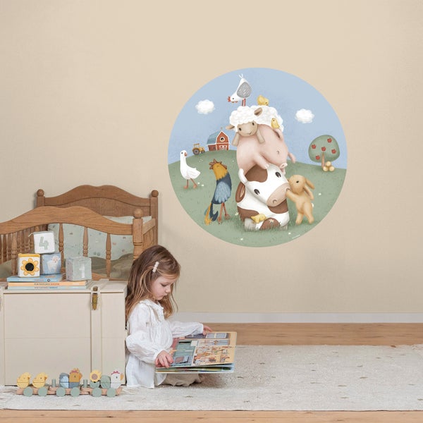 Tapete Kreis Kinderzimmer Little Farm 100cm