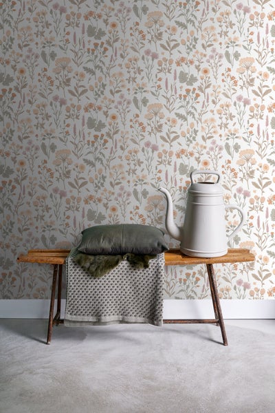 Sanders und Sanders Tapete Feldblumen Helllila, Terrakotta, Gelb und Grün - 50 x 900 cm - 935383