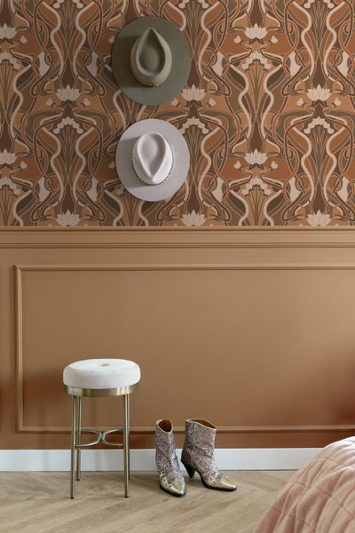ESTAhome Tapete Blumenmuster im Jugendstil Terrakottabraun - 50 x 900 cm - 139898