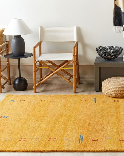 Teppich AKALAN Gelb 160 x 230 cm Wolle Gabbeh