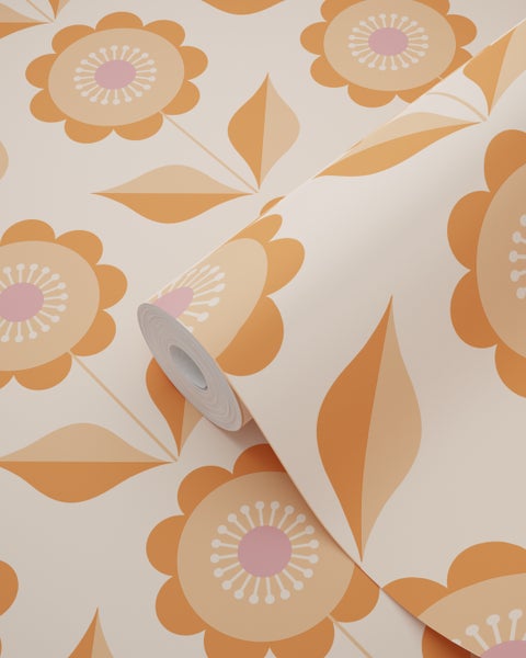 ESTAhome Tapete Blumen Orange - 50 x 900 cm - 130977