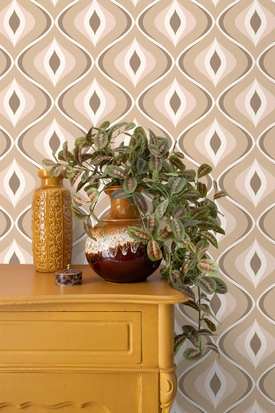 ESTAhome Tapete Retro-Ornamente Beige und Braun - 50 x 900 cm - 130985