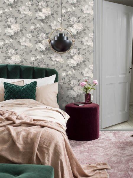 Borastapeter Tapete Blumen Grau - 53 cm x 10.05 m - 660431