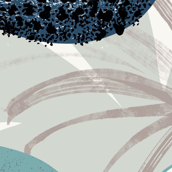 Abstrakte Illustration mit Kreisformen und Pinselstrichen