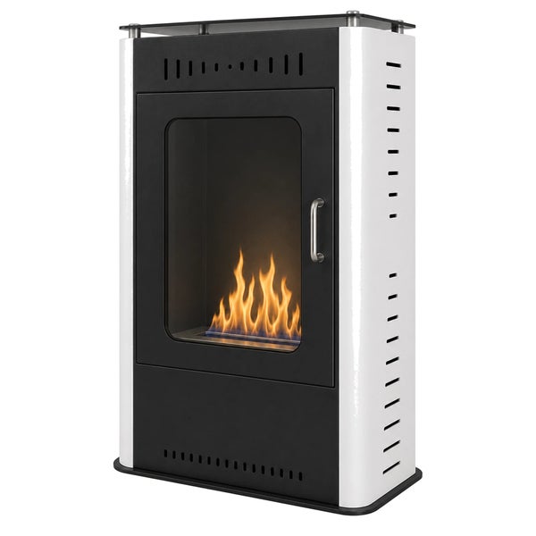 Moderner Ethanol Kamin mit Sichtfenster und Metallgehäuse für ein gemütliches Ambiente.