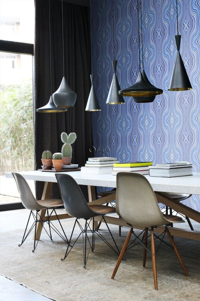 Origin Wallcoverings Tapete grafische Linien Blau und Türkis - 53 cm x 10.05 m - 347228