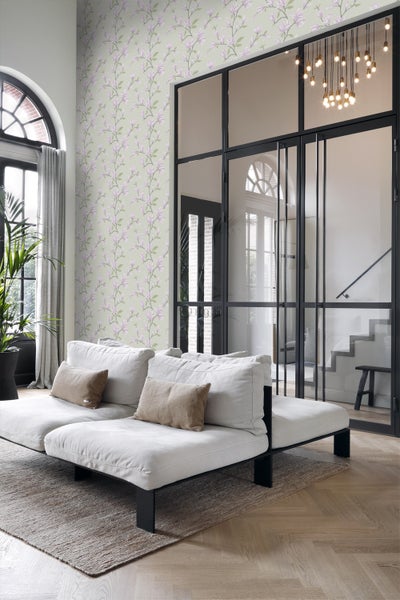 Origin Wallcoverings Tapete Magnolie Meeresgrün und Violett - 53 cm x 10.05 m - 347051