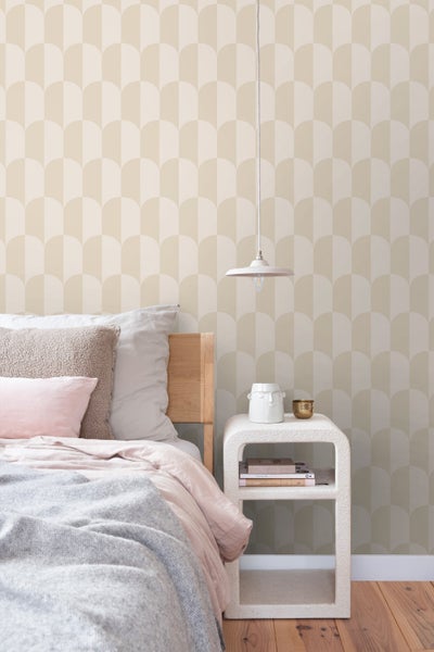 ESTAhome Tapete Art Decó Muster Beige und Sandbraun - 53 cm x 10.05 m - 139985