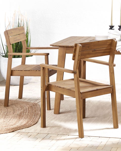 Gartenstuhl 2er Set FORNELLI Akazienholz Braun