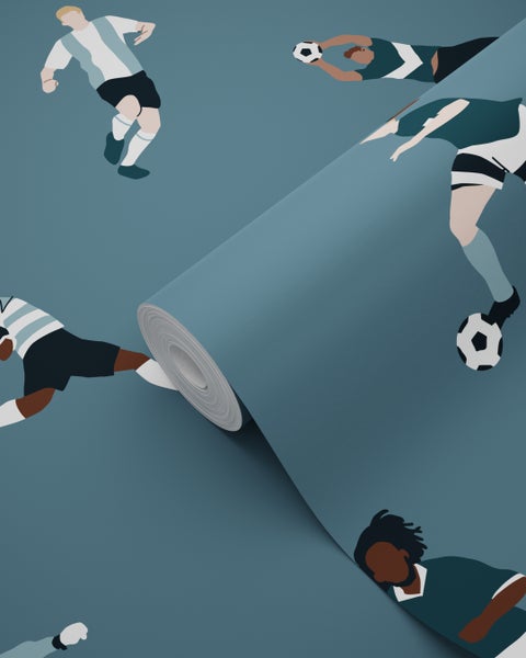 ESTAhome Tapete Fußballspieler Dunkelblau - 50 x 900 cm - 131556
