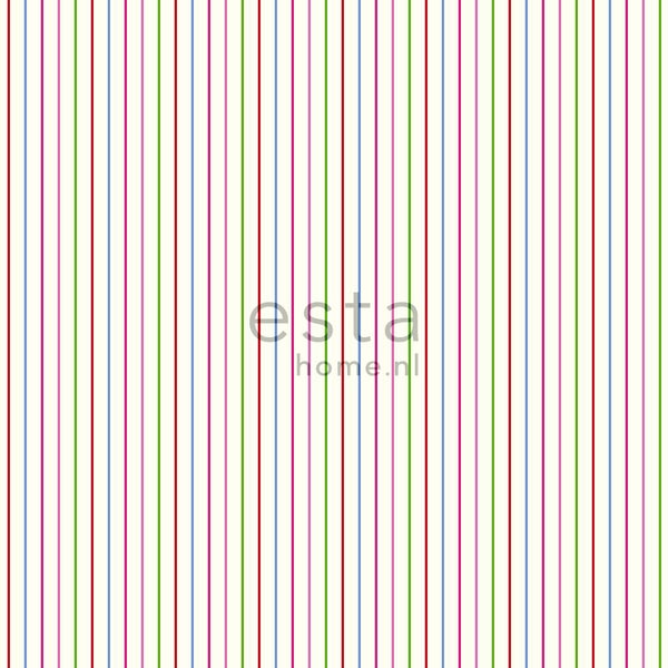 ESTAhome Tapete Streifen Lindgrün und Rot - 53 cm x 10.05 m - 137306