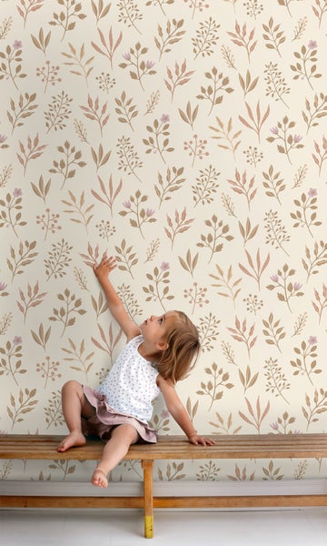 ESTAhome Tapete Blumenmuster im skandinavischen Stil Beige - 53 cm x 10.05 m - 139738