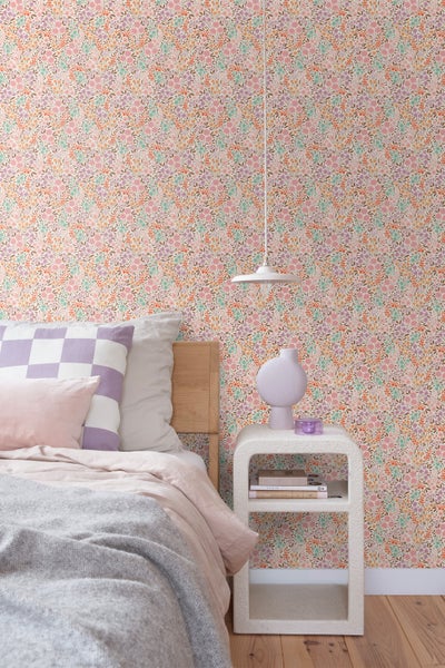 ESTAhome Tapete Blumen Rosa und Blau - 50 x 900 cm - 131579