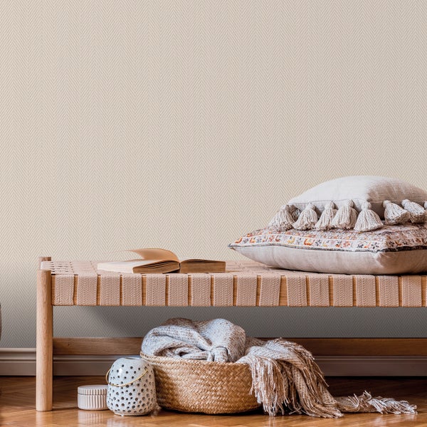 Sanders und Sanders Tapete Fischgrätmuster Beige - 53 cm x 10 m - 640527