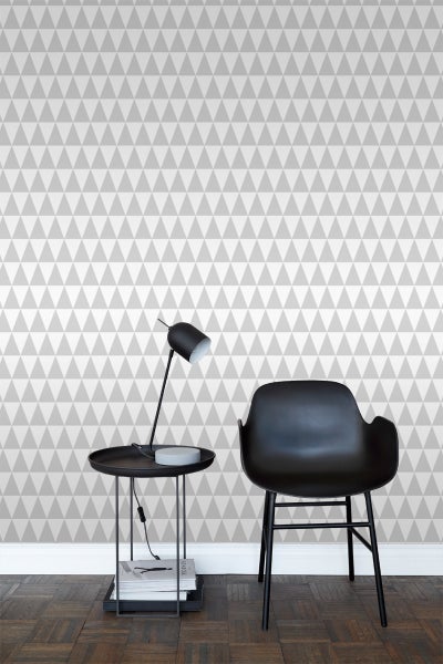 ESTAhome Tapete grafische, geometrische Dreiecke Hellgrau und Weiß - 53 cm x 10.05 m - 128842