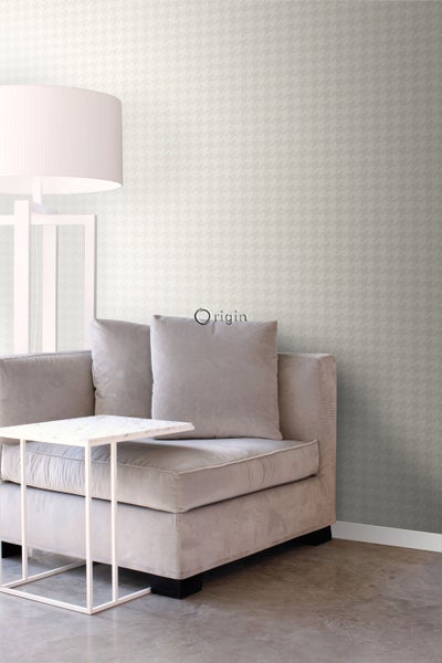 Origin Wallcoverings Tapete Hahnentritt-Muster Weiß und Silber - 53 cm x 10.05 m - 346842