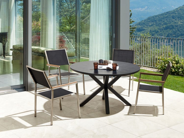Gartenmöbel Set 4-Sitzer MALETTO/GROSSETO Metall Schwarz