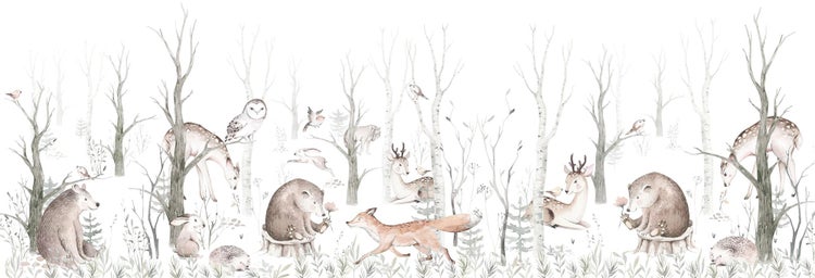 Kindertapete Herbst­wald Tiere 200 x 280 cm