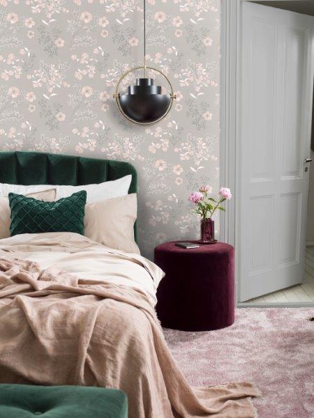 Borastapeter Tapete Blumen Grau - 53 cm x 10.05 m - 660438