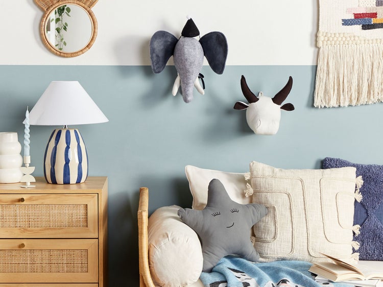 Wanddekoration für Kinder Elefant BADOU Baumwolle 36 cm Grau
