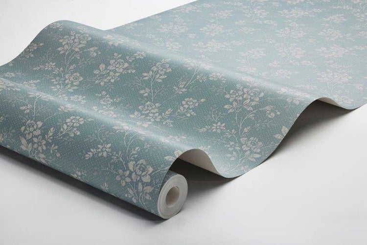 Borastapeter Tapete Blumenmuster Graublau - 53 cm x 10.05 m - 661063