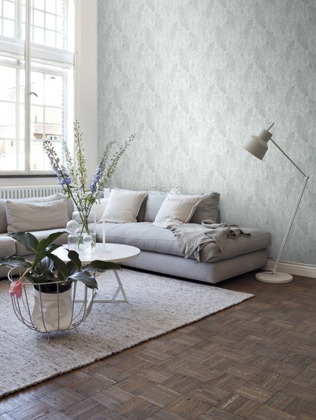 ESTAhome Tapete gezeichnete Blätter Grün - 53 cm x 10.05 m - 139010
