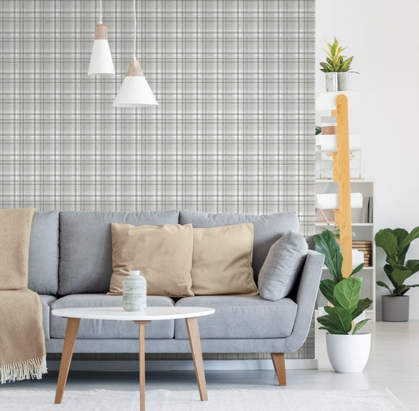 Sanders und Sanders Tapete Karomuster Dunkelgrau - 53 cm x 10.05 m - 640715