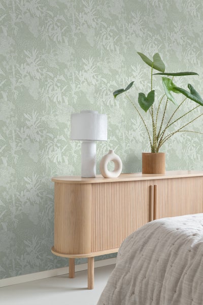ESTAhome Tapete tropische Blätter Mintgrün - 50 x 900 cm - 139886