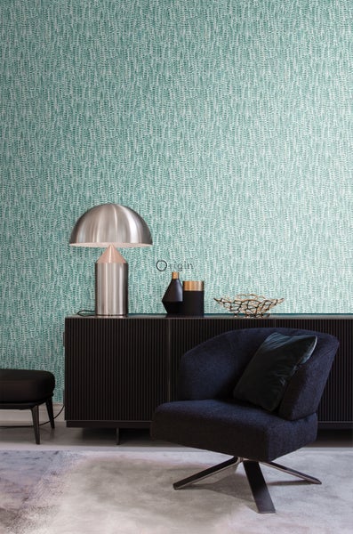 Origin Wallcoverings Tapete Federn Lagunengrün - 53 cm x 10.05 m - 347396