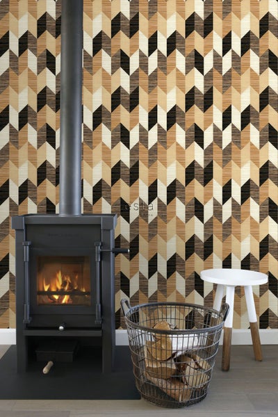 ESTAhome XXL-Vliestapete grafisches Muster Schwarz, Braun und Beige - 50 x 900 cm - 158919