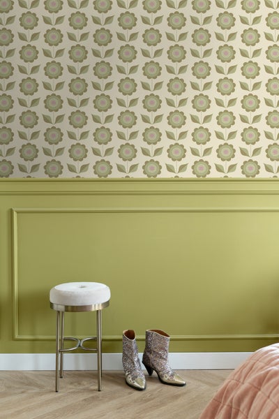 ESTAhome Tapete Blumen Graugrün - 50 x 900 cm - 130979