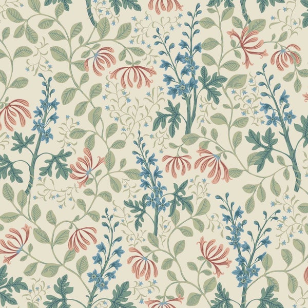 Borastapeter Tapete Blumen Grün und Mehrfarbig - 53 cm x 10.05 m - 662681