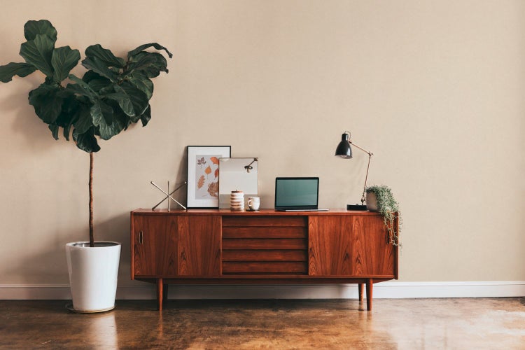 Tapete mit tropischem Pflanzenmuster